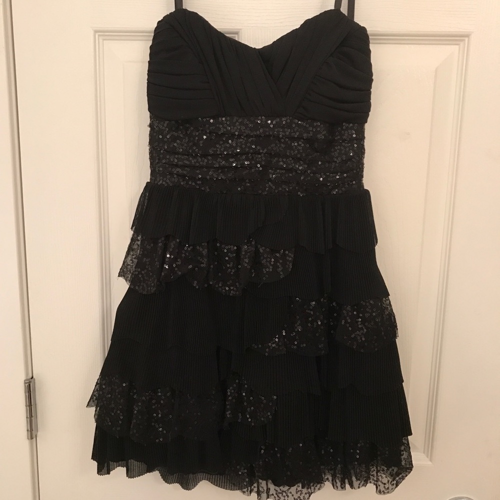 Black sequin strapless dress